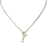 109801, RHINESTONE ACCENT WINE GLASS PENDANT NECKLACE