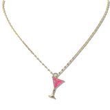 109801, RHINESTONE ACCENT WINE GLASS PENDANT NECKLACE