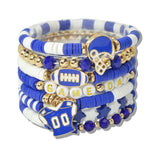 109805, GAME DAY FOOTBALL ENAMEL ACCENT MULTI LAYERED BEADED STRETCH BRACELET
