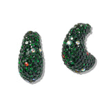 109806, CHRISTMAS PAVE RHINESTONE BEAN POST EARRING