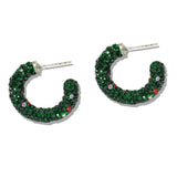 109807, CHRISTMAS PAVE RHINESTONE HOOP EARRING