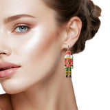 109808, CHRISTMAS ENAMEL NUTCRACKER SOLDIER DANGLE EARRING