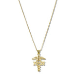 109815, NURSE CADUCEUS STAINLESS STEEL PENDANT NECKLACE