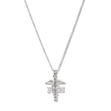 109815, NURSE CADUCEUS STAINLESS STEEL PENDANT NECKLACE