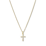 109816, DAINTY CUBIC ZIRCONIA CROSS STAINLESS STEEL PENDANT NECKLACE