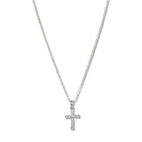 109816, DAINTY CUBIC ZIRCONIA CROSS STAINLESS STEEL PENDANT NECKLACE