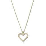 109817, CUTOUT HEART PAVE CUBIC ZIRCONIA STAINLESS STEEL PENDANT NECKLACE