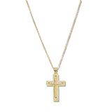 109819, CROSS PAVE CUBIC ZIRCONIA STAINLESS STEEL PENDANT NECKLACE