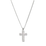 109819, CROSS PAVE CUBIC ZIRCONIA STAINLESS STEEL PENDANT NECKLACE