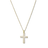 109820, CROSS PAVE CUBIC ZIRCONIA STAINLESS STEEL PENDANT NECKLACE