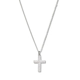 109820, CROSS PAVE CUBIC ZIRCONIA STAINLESS STEEL PENDANT NECKLACE