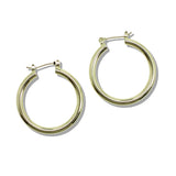 109823, 30MM GOLD WHITE GOLD DIPPED BRASS ROUND HOOP EARRING
