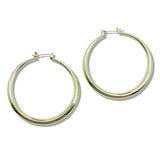 109824, 50MM GOLD WHITE GOLD DIPPED BRASS MINIMALIST ROUND HOOP EARRING