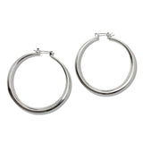 109824, 50MM GOLD WHITE GOLD DIPPED BRASS MINIMALIST ROUND HOOP EARRING