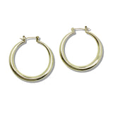 109825, 35MM GOLD WHITE GOLD DIPPED BRASS MINIMALIST ROUND HOOP EARRING