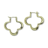 109827, 35MM GOLD WHITE GOLD DIPPED BRASS CLOVER HOOP EARRING