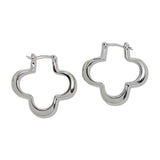 109827, 35MM GOLD WHITE GOLD DIPPED BRASS CLOVER HOOP EARRING