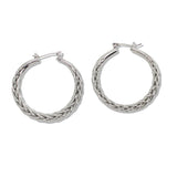 109829, 35MM GOLD WHITE GOLD DIPPED BRASS BRAIDED HOOP EARRING