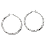109830, 50MM GOLD WHITE GOLD DIPPED BRASS WAVY HOOP EARRING