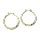 109831, 35MM GOLD WHITE GOLD DIPPED BRASS WAVY HOOP EARRING