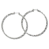 109834, 70MM GOLD WHITE GOLD DIPPED BRASS DIAMOND CUT HOOP EARRING