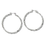 109835, 50MM GOLD WHITE GOLD DIPPED BRASS DIAMOND CUT HOOP EARRING