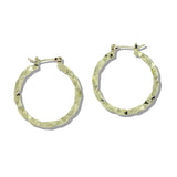 109836, 30MM GOLD WHITE GOLD DIPPED BRASS DIAMOND CUT HOOP EARRING