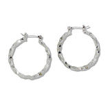109836, 30MM GOLD WHITE GOLD DIPPED BRASS DIAMOND CUT HOOP EARRING