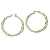 109837, 50MM GOLD WHITE GOLD DIPPED BRASS TWISTED HOOP EARRING