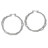 109837, 50MM GOLD WHITE GOLD DIPPED BRASS TWISTED HOOP EARRING