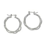 109839, 30MM GOLD WHITE GOLD DIPPED BRASS TWISTED HOOP EARRING