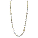 109845, HAMMERED GEOMETRIC ACCENT GLASS PEARL BEADED LONG NECKLACE