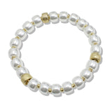 109848, GOLD ACCENT GLASS PEARL BEADED STRETCH BRACELET
