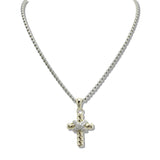 109858, 14K GOLD PLATED X PAVE CUBIC ZIRCONIA ACCENT CROSS DESIGNER INSPIRED NECKLACE