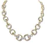 109860, 14K GOLD PLATED CUBIC ZIRCONIA ACCENT HORSEBIT LINK NECKLACE