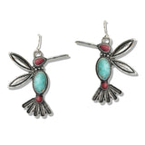 109867, WESTERN TURQUOISE ACCENT HUMMINGBIRD DANGLE EARRING