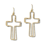109888, CUTOUT DOUBLE CROSS DANGLE EARRING
