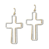 109888, CUTOUT DOUBLE CROSS DANGLE EARRING