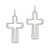 109888, CUTOUT DOUBLE CROSS DANGLE EARRING