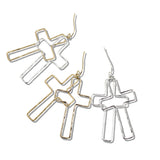 109888, CUTOUT DOUBLE CROSS DANGLE EARRING