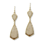 109891, GEOMETRIC FAUX LEATHER ACCENT DANGLE EARRING