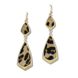 109891, GEOMETRIC FAUX LEATHER ACCENT DANGLE EARRING
