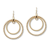 109893, BALL TEXTURED DOUBLE CIRCLE DANGLE EARRING