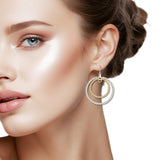 109893, BALL TEXTURED DOUBLE CIRCLE DANGLE EARRING