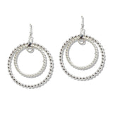 109893, BALL TEXTURED DOUBLE CIRCLE DANGLE EARRING