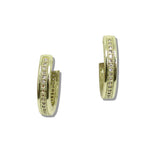 109895, GOLD WHITE GOLD DIPPED PAVE CUBIC ZIRCONIA ROUND HUGGIE HOOP EARRING