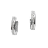 109895, GOLD WHITE GOLD DIPPED PAVE CUBIC ZIRCONIA ROUND HUGGIE HOOP EARRING