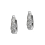 109896, GOLD WHITE GOLD DIPPED PAVE CUBIC ZIRCONIA HUGGIE EARRING