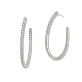 109897, 14K GOLD PLATED PAVE CUBIC ZIRCONIA HOOP EARRING