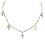 109902, DAINTY MULTI CROSS CHARM NECKLACE
